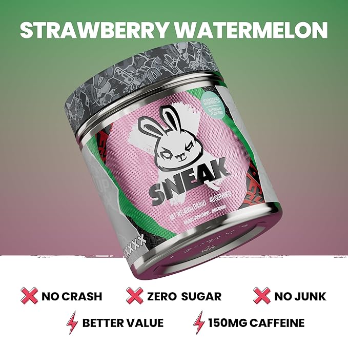 SNEAK Energy Drink Powder | Strawberry Watermelon | No Sugar. No Nasties. Just Natural Caffeine Focus-Boosting Nootropics | 40 Servings