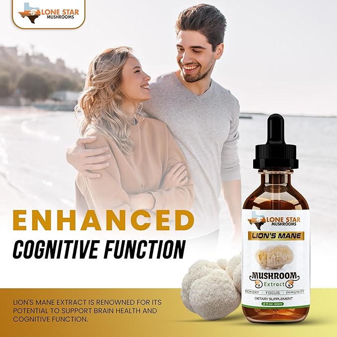 Lions Mane Dual Liquid Extract/Tincture | Organic Fruiting Bodies only | Grown in USA | Highly Concentrated | Memory Focus Immunity | No Grain/Filler