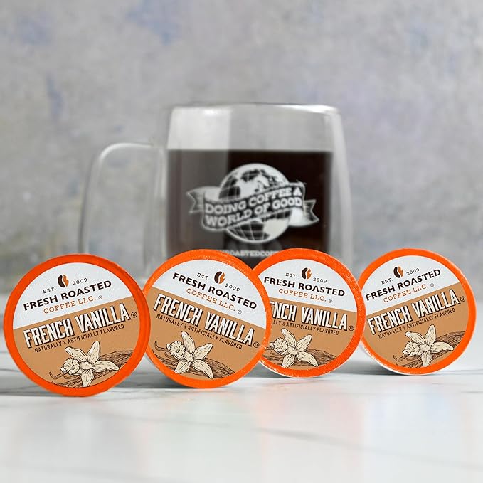 Fresh Roasted Coffee French Vanilla Flavored Coffee Pods 96 Count