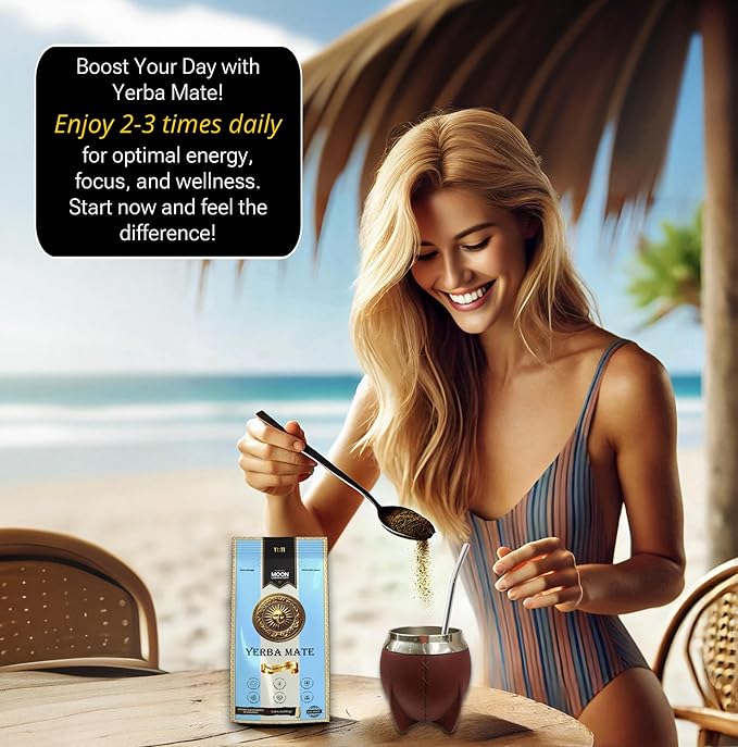 Premium Quality Yerba Mate Tea Powder – 100% Pure 10:1 Extract for Clean Energy Focus Metabolism &amp Heart Health. Antioxidant-rich Vegan Non-GMO Unroasted &amp Unflavored. 150g (60 servings)