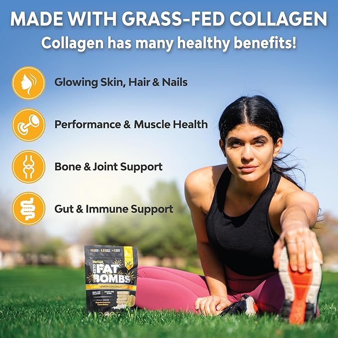 MariGold Keto Fat Bombs - Lemon Coconut - Low Carb Collagen Rich Grass-fed Ghee Organic Cocoa Butter Gluten-Free Non-GMO (2 bags 5 Servings Each)
