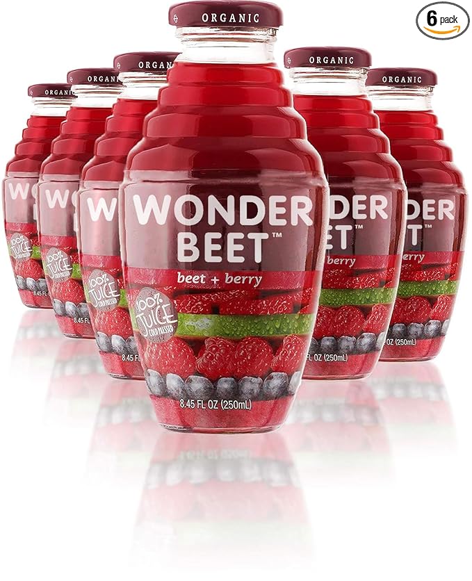 Beetology Organic Beet &amp Berry Juice 8.45oz (6 Pack) | 100% Cold Pressed | Heart Healthy | Nutrient Packed Vegetable Juice | Vibrant Flavor