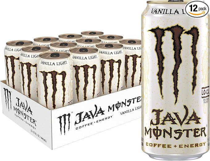 Monster Energy Java Monster Vanilla Light Coffee + Energy Drink15 Fl Oz | Pack of 12