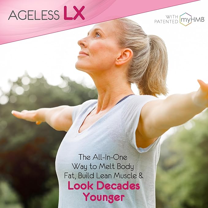 AgelessLX Powder Supplement for Women - with HMB Collagen Enhancer Plus Vitamin D3 with K2 Horsetail and Biotin for Lean Muscle and Stronger Hair and Nails - 30 Powder Packets Strawberry Lemonade