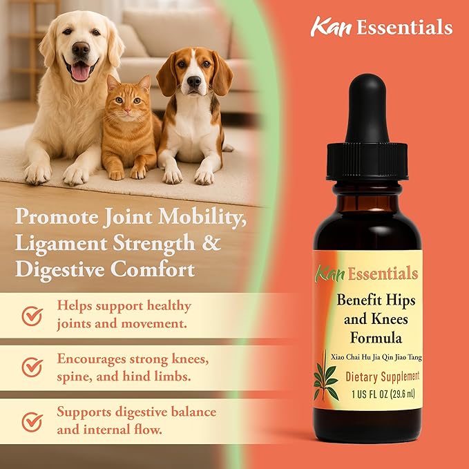 Kan Herb Company Benefit Hips and Knees Formula – Traditional Chinese Herbal Blend for Dogs and Cats to Support Joint Comfort Mobility &amp Digestive Balance Liquid Herbal Supplement for Pets 1 f