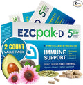 EZC Pak 5-Day Immune System Booster with Echinacea Vitamin C Zinc &amp Vitamin D - Tapered Immune Support Supplement for Adults - Supports Immunity Easy Travel-Size Supplement Pack - (Pack of 2)