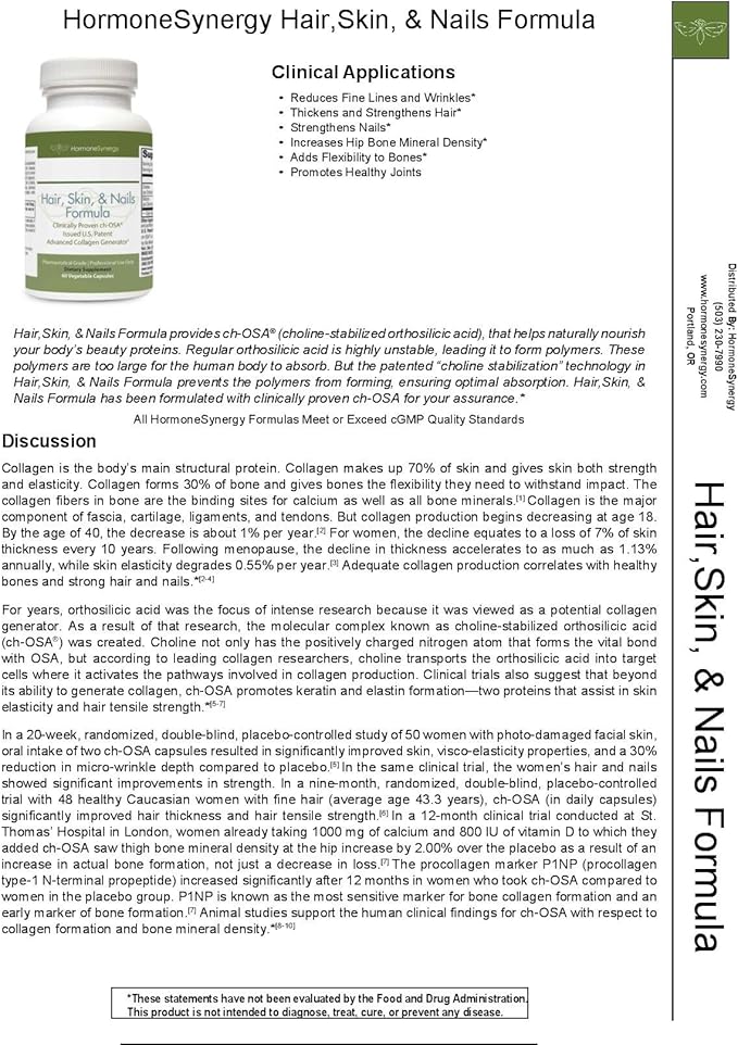 Hair Skin and Nails Formula | Nourishment for Your Body's Beauty Proteins* | 60 Capsules | Clinically Proven ch-OSA* Advanced Collagen Generator*