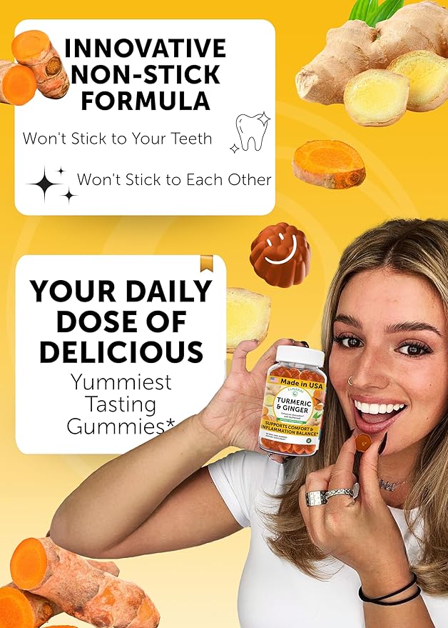 Lunakai USA Made Turmeric and Ginger Supplement Gummies 500mg with Black Pepper – High Absorption Curcumin Turmeric Gummies for Joint Comfort Daily Immune Support Non-GMO - 6 Pack