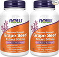 NOW Supplements Grape Seed Extract Maximum Strength 500 mg (a Highly Concentrated Extract with a Minimum of 90% Polyphenols) 90 Veg Capsules Red/Brown 0.25 pounds (Pack of 2)