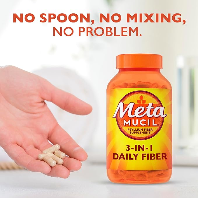 Metamucil Psyllium Husk Fiber Supplement 3-in-1 for Digestive Health Plant Based 160 Count Pack of 2