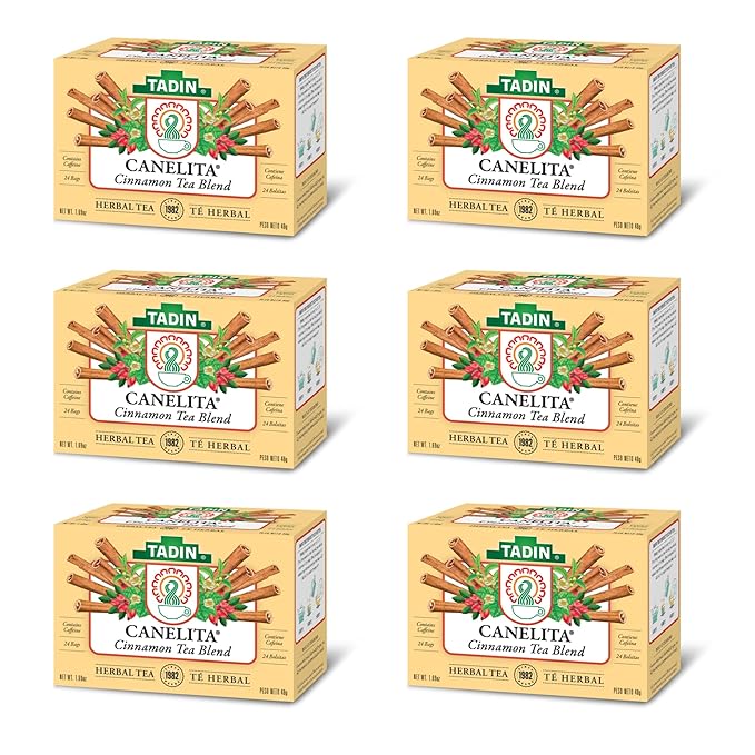 Tadin Cinnamon Tea Blend Herbal Tea Contains Caffeine 24 Tea Bags Per Box Pack of 6