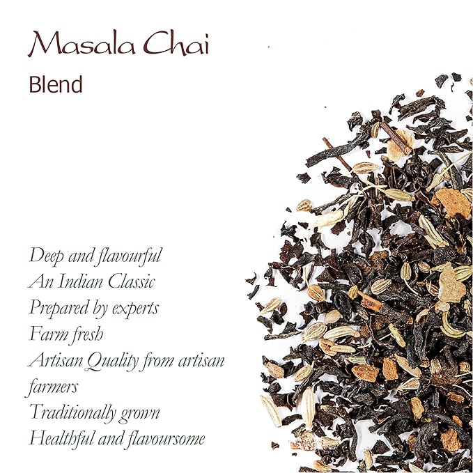 Masala Chai Organic Black Tea - Indian Black Tea Blended With Spices - Loose Leaf Englisch Style Breakfast Tea Organic Masala Chai Tea Black Chai Indian Chai Tea Chai Spice Black Tea Indian Tea