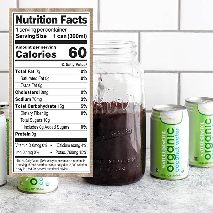 Nature Factor Organic Coconut Water - Pure Pressed Coconut Water Organic Electrolytes - 10 Fl Oz (Pack of 12)