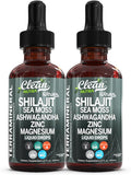 Shilajit Liquid Drops with Sea Moss Ashwagandha Zinc Magnesium Liquid Vitamins for Women and Men - Terra Mineral by Clean Nutra - 2Pack