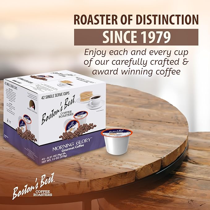 Boston’s Best Gourmet Coffee – Morning Glory Blend – Medium Dark Roast – Single Serve Coffee Pods Compatible with Keurig Brewers – 42 Pods