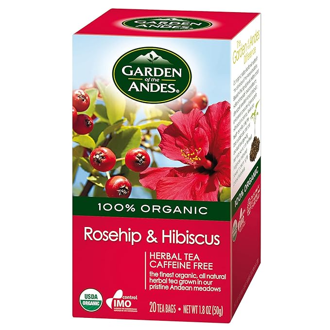 Garden of the Andes Herbal Organic Decaf Rosehip and Hibiscus Hot Tea Bags 0.9 oz 20 Count (Pack of 3)