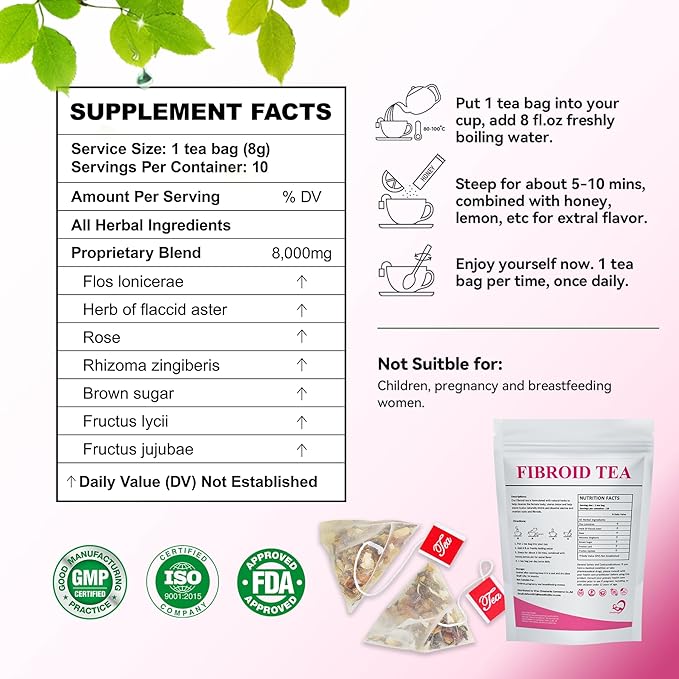 Laicuherb Fibroid Tea for Conception and Hormone Balance Pack of 2 Natural Fertility Herbal for Women Get Pragenant Fast Pregnancy Rose Tea for Uterus Cleanse and Detox