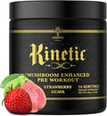 Ambrosia Kinetic - Organic Pre Workout Powder with Creatine | Natural Mushroom Pre Workout | Nootropic Pre for Clean Energy &amp Focus | 24 Servings | Strawberry Guava