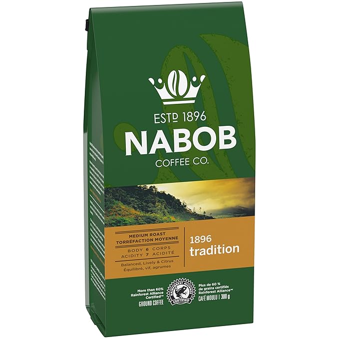Nabob 1896 Tradition Ground Coffee 300g/10.6 oz. (Pack of 6) {Imported from Canada}