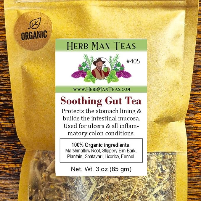 Soothing Gut Tea - Protects The Stomach Lining &amp Builds The intestinal mucous formulated by Master Herbalist Khabir