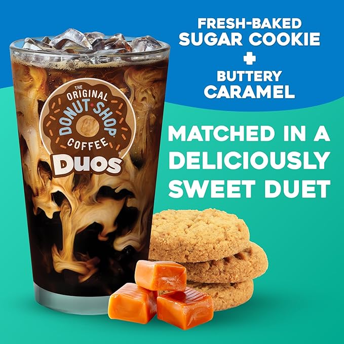 The Original Donut Shop ICED Duos Cookies + Caramel Coffee Keurig Single Serve K-Cup Pods 60 Count (6 Packs of 10)