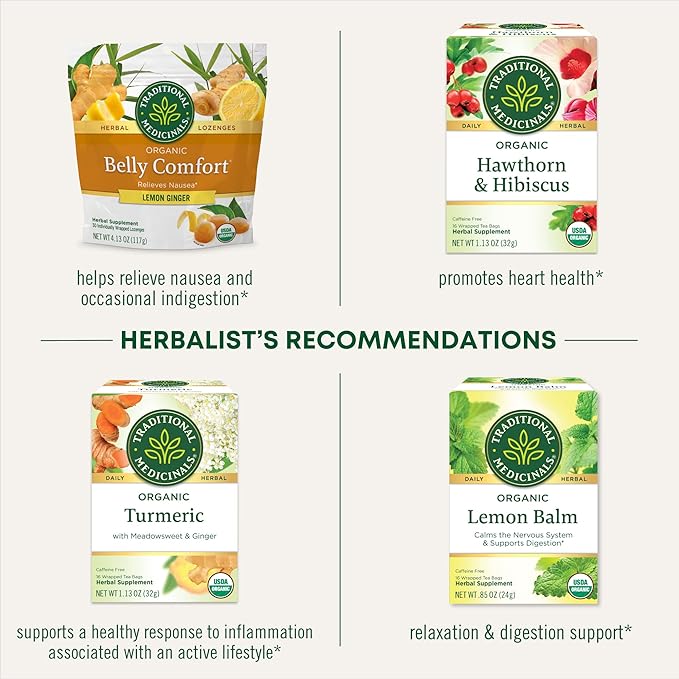 Traditional Medicinals Tea Organic Ginger Healthy Digestion Pleasantly Spicy &amp Warming Kosher Non-GMO Caffeine-Free Compostable - 96 Tea Bags (6 Pack)