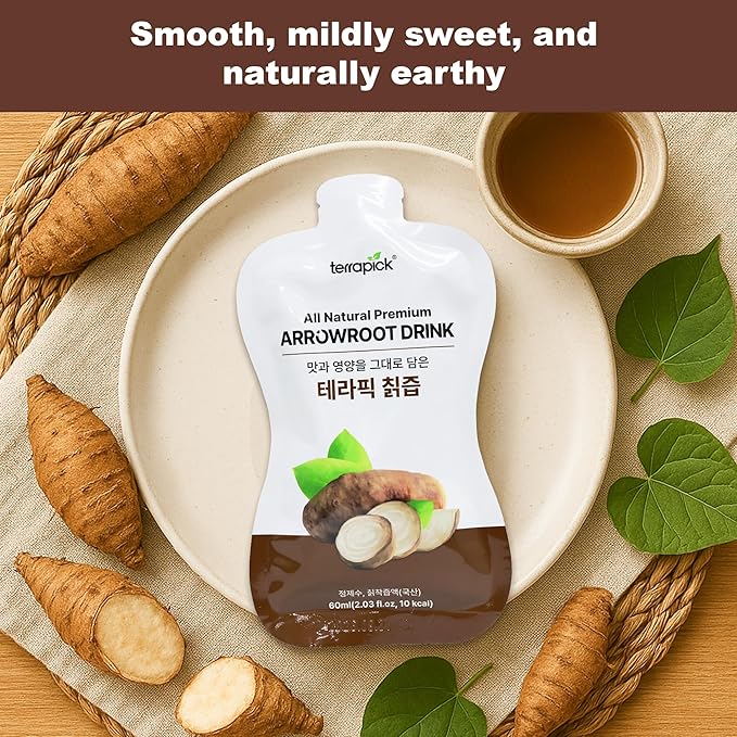 TerraPick All Natural Premium Arrowroot Drink – Pure Korean Arrowroot No Added Sugar No Artificial Flavors 60ml x 30 Pouches – Healthy &amp Convenient On-the-Go Drink