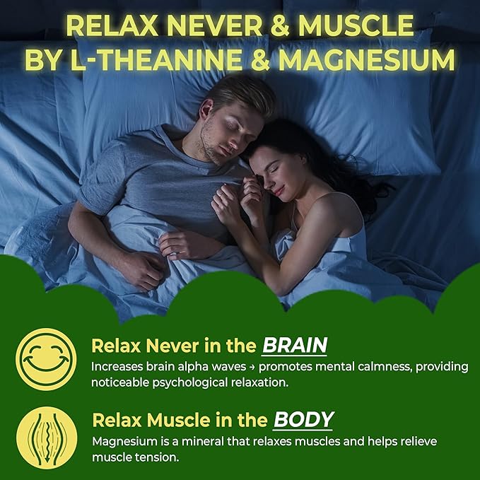Liposomal L-Theanine 200mg Magnesium Glycinate 400mg Gummies with GABA 5HTP Apigenin Vitamin B6 &amp D3 Ashwagandha Lemon Balm Leaf Melatonin Free Sleep Chewable for Relax Mood &amp Muscle 2