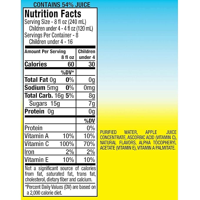 Mott's For Tots Apple 64 Fl Oz Bottle Juice With Purified Water Good Source Of Vitamin C 40% Less Sugar Than 100% Apple Juice No Artificial Sweeteners