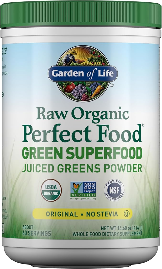 Garden of Life Holistic Wellness Bundle – Perfect Food Powder 30 Servings + Grass Fed Collagen Peptides 28 Servings + Vegan Vanilla Protein with BCAAs &amp Probiotics 20 Servings
