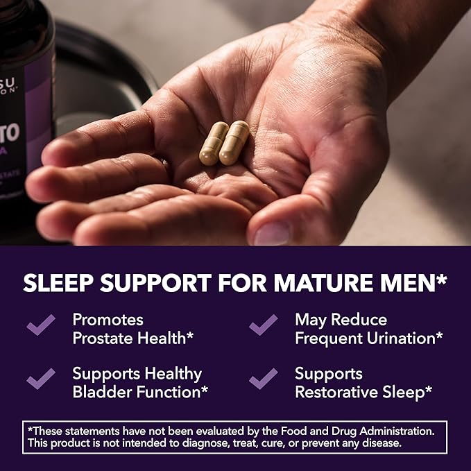 Saw Palmetto PM for Men with Melatonin 3mg - Night Time Prostate Health Supplement for Bladder and Sleep Support - Reduce Urinary Frequency - 200 Count - Vegan Non-GMO Capsules - Over 6 Month Supply