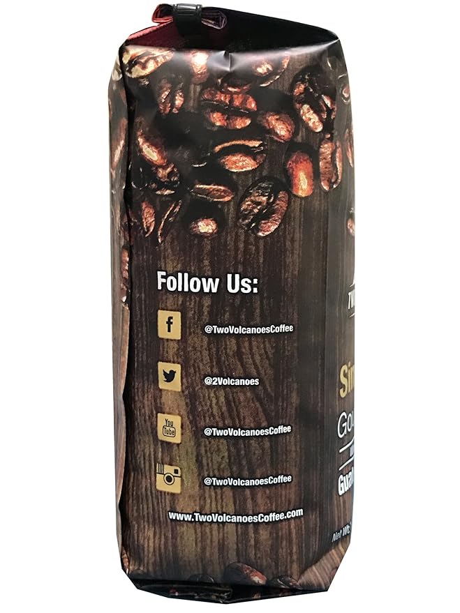 Two Volcanoes Coffee - Gourmet Guatemala Whole Bean Medium Roast Single-Origin Coffee. 1 lb