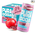 PuraSoda® Pomegranate | 65 Calories &amp 12g Pure Cane Sugar per Can | Non-GMO Vegan | Made with Pure Cane Sugar Clean &amp Refreshing | 10 fl oz (300ml) Cans Pack of 24
