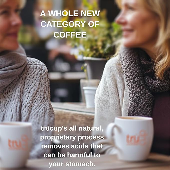 trücup Low Acid Coffee Espresso Coffee Ground - Drip Grind 80 Oz Natural Water&ampSteam Process 60% Less Acid Smooth Flavor Stomach-Friendly Rich in Antioxidants