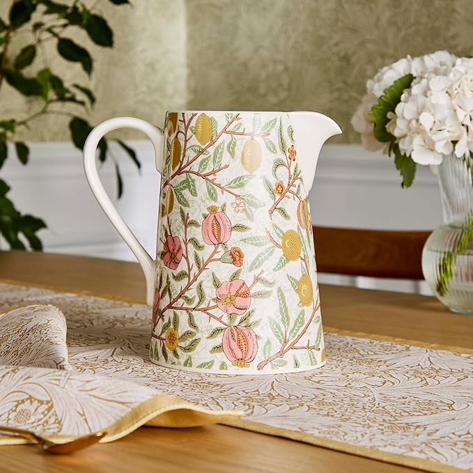 Spode Morris &amp Co Fruits Jug 48 Oz - Decorative Botanical Pitcher with Spout &amp Handle for Water Juice Iced Tea Lemonade &amp Refreshments Home &amp Kitchen Tableware Dining &amp Enter