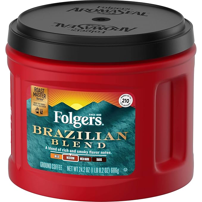 Folgers Brazilian Blend Medium Roast Ground Coffee 24.2 Ounces