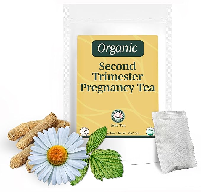 Jade Tea - Organic Second Trimester Pregnancy Tea Deepening Reserves | Uterine Toning Prep &amp Sustained Prenatal Mineral Support | Caffeine-Free Fair Trade Sustainable Made In USA