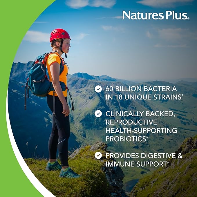 NaturesPlus GI Natural Probiotic Women - 30 Capsules - Digestive &amp Immune Support Urinary Tract Health - Includes Cranberry - Gluten Free - 30 Servings