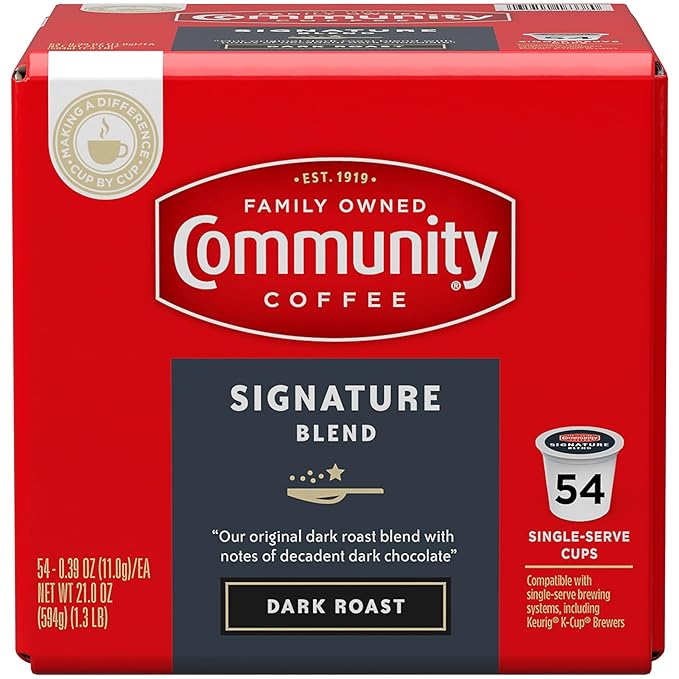 Community Coffee Signature Blend 54 Count Coffee Pods Dark Roast Compatible with Keurig 2.0 K-Cup Brewers Box of 54 Pods