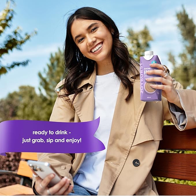 Joyburst Sugar Free Coffee Frappe Mocha Flavor Cold Coffee Drink 0g Sugar 3g Carbs 50 Calories 9g Protein Ready-to-Drink Beverage Non-GMO 12 x 325 mL Pack