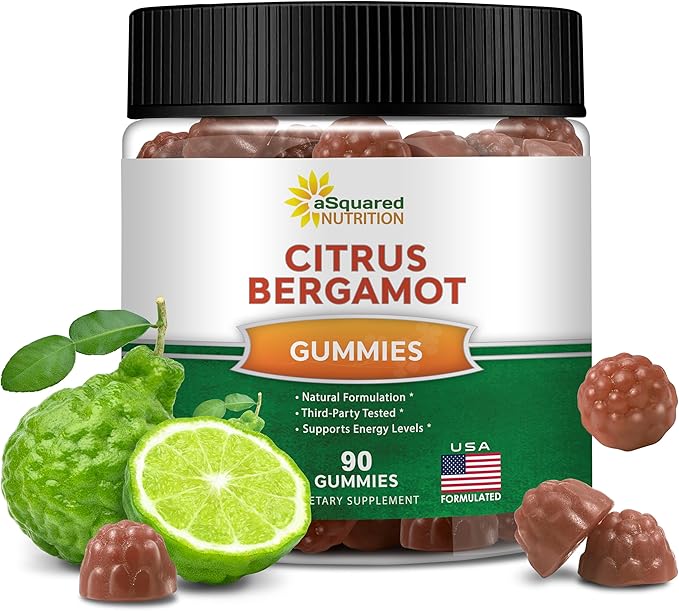 aSquared Nutrition Citrus Bergamot Gummies - Citrus Bergamot Extract Supplement 500mg Per Serving - Pure Gummy Alternative to Capsules &amp Pills
