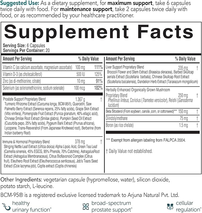 EcoNugenics ProstaCaid – Prostate Health Supplement for Men with Saw Palmetto Extract Berberine Turmeric BCM-95 Circumin Quercetin DIM Mushrooms – Helps w/Detox Immune Support – 120 Capsules