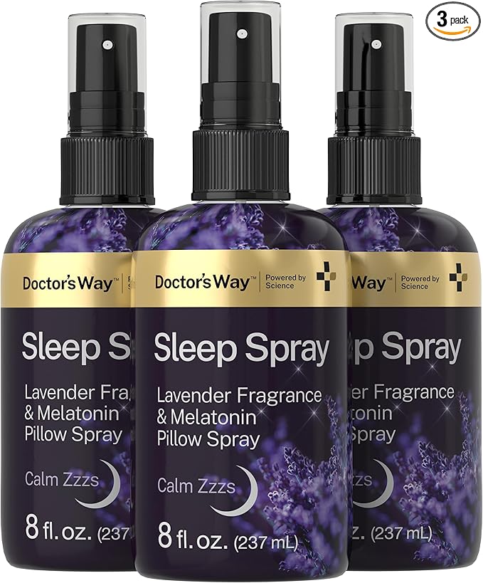 Doctor's Way Sleep Spray 8 fl oz | 3 Pack | with Lavender &amp Melatonin | Fragrance Pillow Spray | Non-GMO Gluten Free Paraben Free
