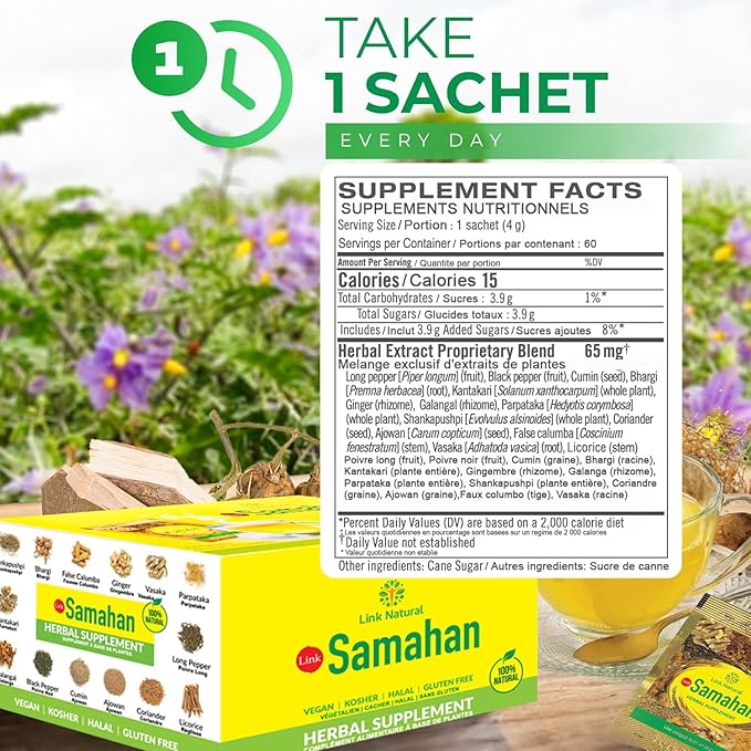 SAMAHAN Ayurvedic Herbal Tea Packets - Sri Lankan Ceylon Blend with 14 Natural Herbs Including Ginger Black Pepper &amp More Herbal Tea Bags for Wellness Relaxation &amp Daily Comfort - 100 Count
