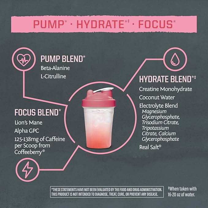 Sunwarrior Pre Workout Powder Energy Drink | Vegan Plant-Based Supplement | Pump Hydrate Focus Endurance &amp Strength Builder | Watermelon Flavored 30 Servings | Active Preworkout