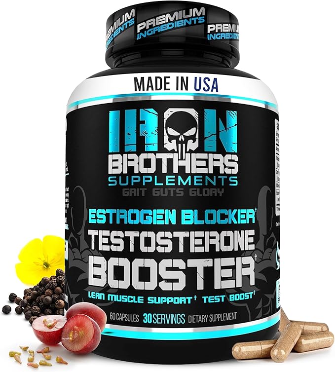 Iron Brothers Men’s Testosterone Support Supplement – I3C (Indole-3-Carbinol) Tribulus Terrestris &amp Grape Seed Extract – Metabolic &amp Performance Support Formula – 60 Vegan Capsules – 30 Day S