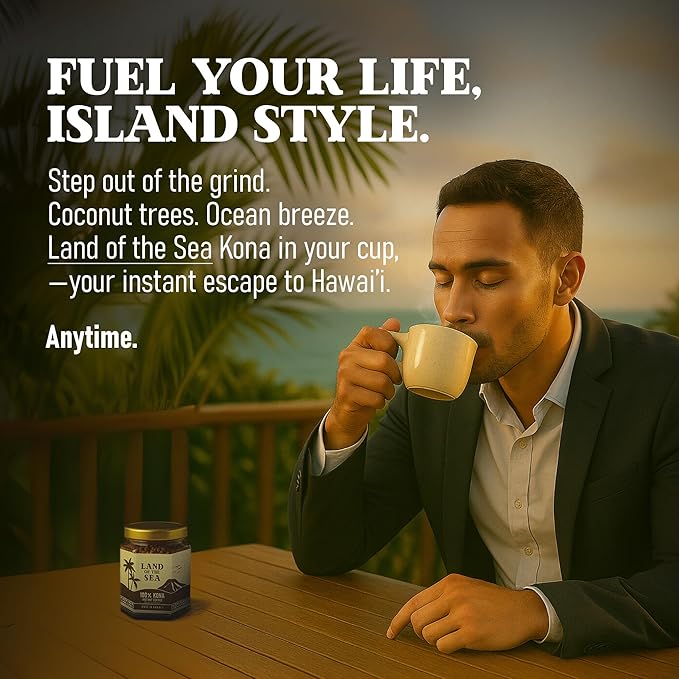 KONA COFFEE 100% - Premium Freeze Dried Instant Coffee - Low Acid Coffee - Medium Roast Arabica Hawaiian Coffee 1.5oz (1 Pack | 22 Servings)
