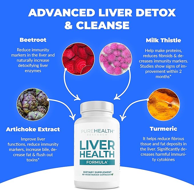 Liver Health Detox and Cleanse Supplement for Fatty Liver - Healthy Liver Blend with Artichoke Extract Milk Thistle and Dandelion - Liver Support Support Supplements for Women &amp Men - 2 Bottles