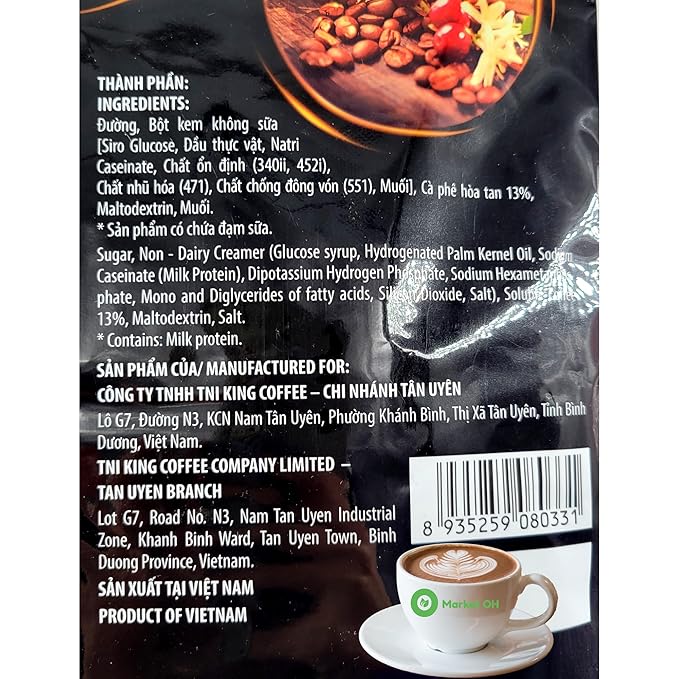 TNI King Coffee 3 in 1 Instant Vietnamese Coffee 120 Single Serve Packets - Individual Wrapped Pocket Size Sachet Sticks Cream Powder and Sugar - Bulk Size Pack