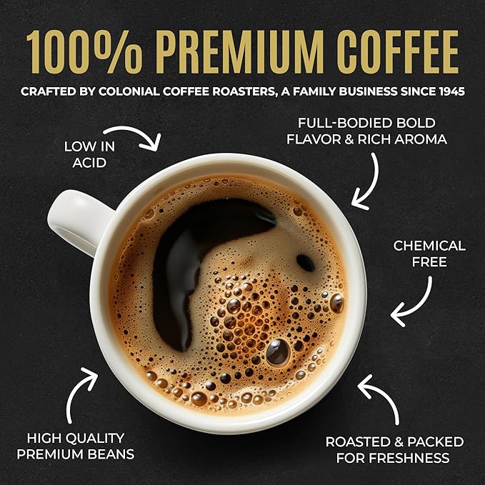 Colonial Coffee 100 Count Single Pot Coffee Packets – 100% Arabica Vanilla Flavored Medium Roast | Pre-Measured Frac Packs for 12 Cup Maker | Bulk Ground Gourmet Coffee for Home &amp Office